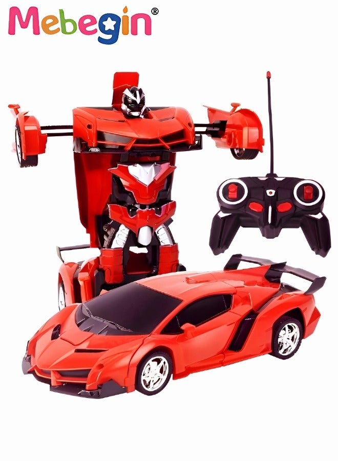 MEBEGIN Red Transforming Toy Car Kids Transforming Robot Kit Toy Model 2 In 1 Step Model Transforming Car Toy Boys Girls Gift - Image 1
