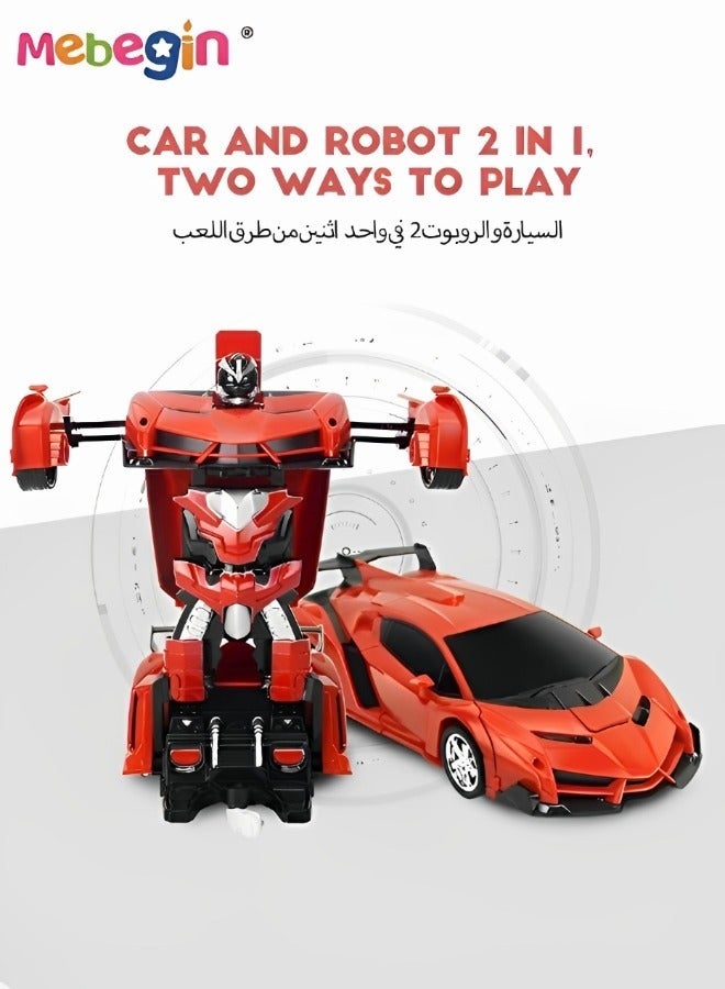 MEBEGIN Red Transforming Toy Car Kids Transforming Robot Kit Toy Model 2 In 1 Step Model Transforming Car Toy Boys Girls Gift - Image 4