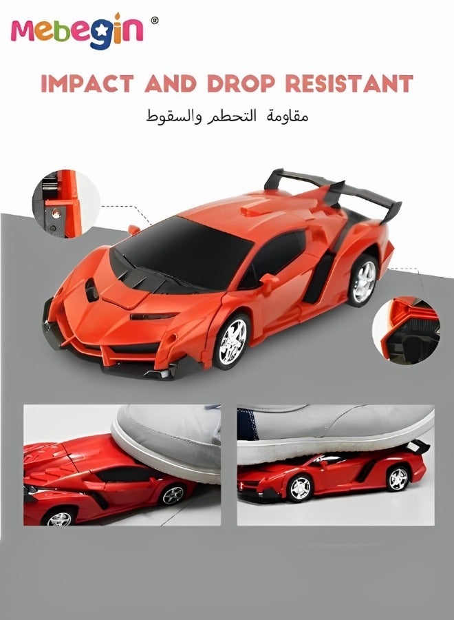 MEBEGIN Red Transforming Toy Car Kids Transforming Robot Kit Toy Model 2 In 1 Step Model Transforming Car Toy Boys Girls Gift - Image 2