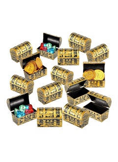 Y&D 20 Pieces Treasure Chests, SYOSI 2.3 Inch Plastic Chests with a Gold Finish,Vintage Jewelry Box Games Toy Set Birthday Party Favors Supplies  - Image 1