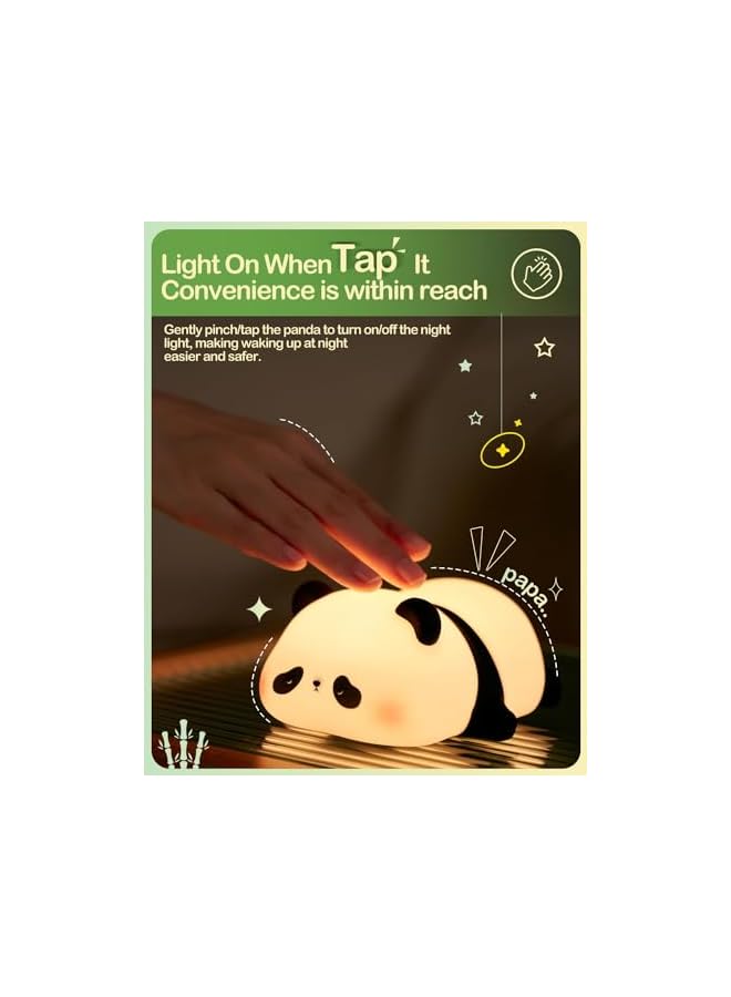 The Bros Cute Panda Night Light, LED Novelty Animal Night Lamp, 3 Level Dimmable Nursery Nightlight, Rechargeable Bedside Touch Lamp for Breastfeeding Toddler Baby Kids Decor, Cool Gifts for Kids (Multi) - Image 5