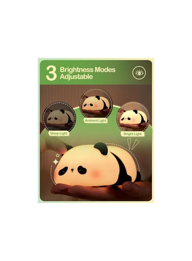 The Bros Cute Panda Night Light, LED Novelty Animal Night Lamp, 3 Level Dimmable Nursery Nightlight, Rechargeable Bedside Touch Lamp for Breastfeeding Toddler Baby Kids Decor, Cool Gifts for Kids (Multi) - Image 3