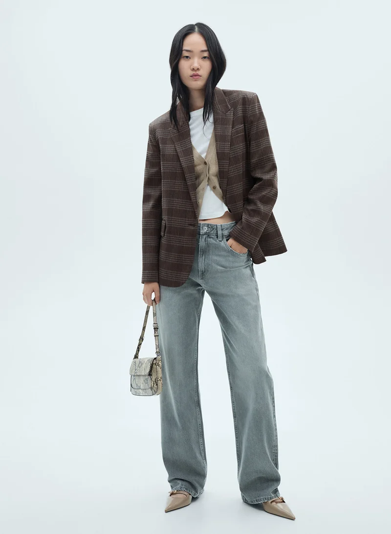 MANGO Checked Tailored Blazer