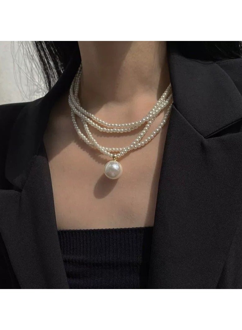 Goolsky Layered Rice Pearl Statement Necklace for Women – Water Drop Pendant Choker, Fashion Multi-Strand Collar Jewelry - Image 1