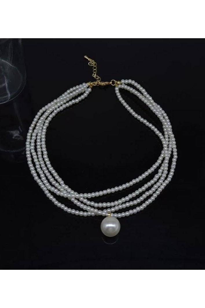 Goolsky Layered Rice Pearl Statement Necklace for Women – Water Drop Pendant Choker, Fashion Multi-Strand Collar Jewelry - Image 3