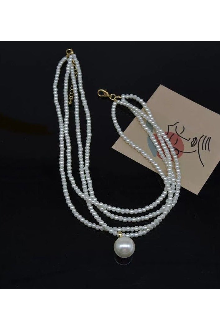 Goolsky Layered Rice Pearl Statement Necklace for Women – Water Drop Pendant Choker, Fashion Multi-Strand Collar Jewelry - Image 4