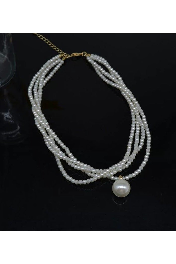 Goolsky Layered Rice Pearl Statement Necklace for Women – Water Drop Pendant Choker, Fashion Multi-Strand Collar Jewelry - Image 5