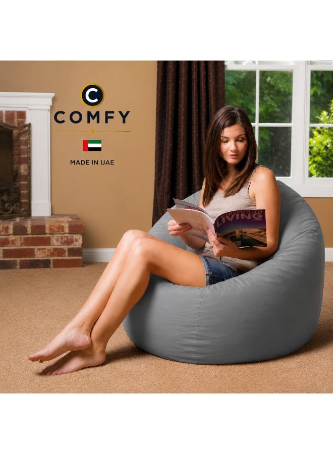 Comfy Grey Pvc Leather 80 X 50 Cm Large Adult Size Bean Bag with Virgin Bouncy Bean... - Image 2