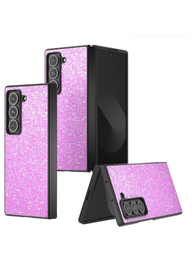 Zaboon For Samsung Galaxy Z Fold Special Black Frame Colorful Glitter Phone Case(Dark Pink) 
