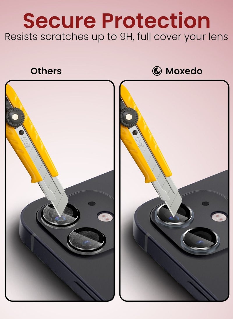 Moxedo Camera Lens Protector, 9H Tempered Glass, Aluminum Alloy Individual Ring Camera Cover Screen Protector Compatible for iPhone 12 / 12 Mini  - BLACK - Image 3