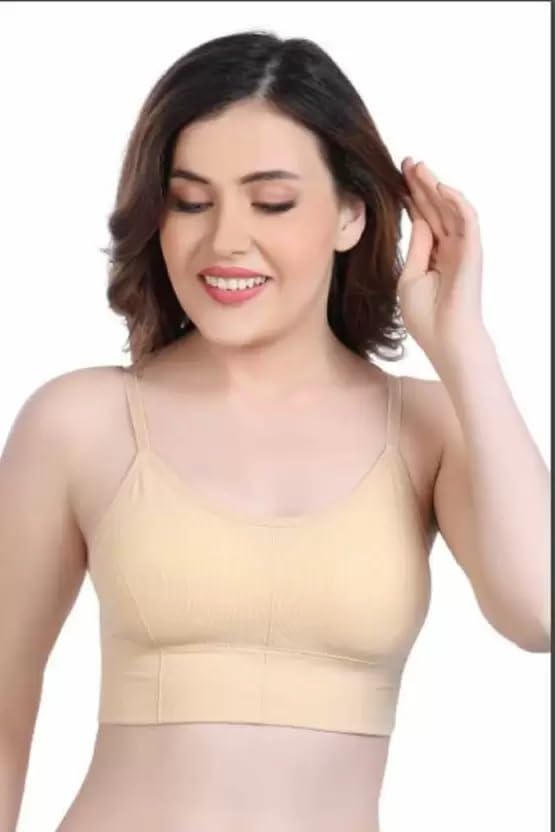 Acnos Pack of 2 Women Sports Lightly Padded Bra Combo (Grey-Beige Skin) (Free Size Fit Up to 28-30-32-34) - Image 5