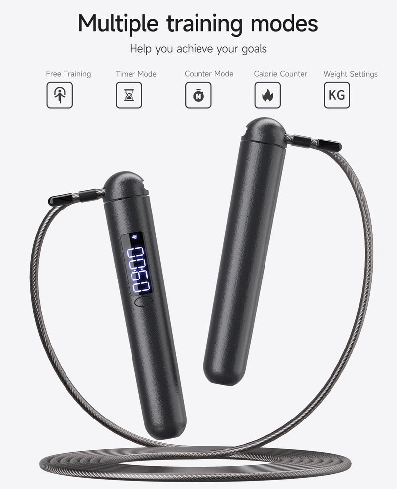 ACHDOFITS Smart Jump Rope | Accurate Calorie Tracking & 4 Training Modes | Adjustable Steel Wire Rope | Built-in High-Speed Bearings | Type-C Charging | Ideal for Fat Burning, Speed Training & Home Workouts - Image 5