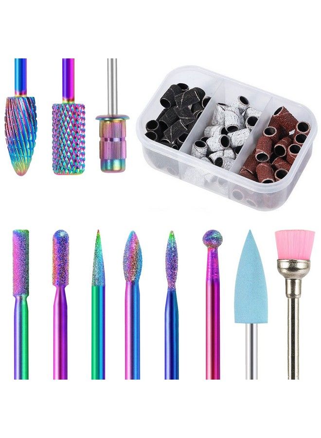 BQAN Nail Drill Bits 10Pcs 332 Inch Tungsten Carbide Drill Bit Set With 75Pcs File Sanding Bands (80120180 Grits) Professional Drill Bits Set For Acrylic Gel Nails Manicure Pedicure - Image 2