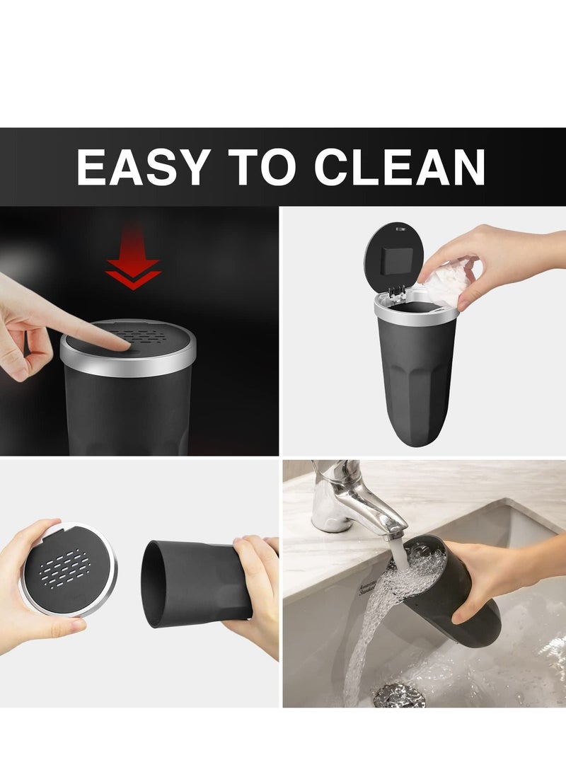 واي آند دي 2 PCS Car Trash Can with Lid, Cup Holder 3 Fragrance Tablets, Aromatherapy Diffuser Press to Open Multipurpose for Car, Home, Office, Kitchen, Bedroom(Black) - Image 2