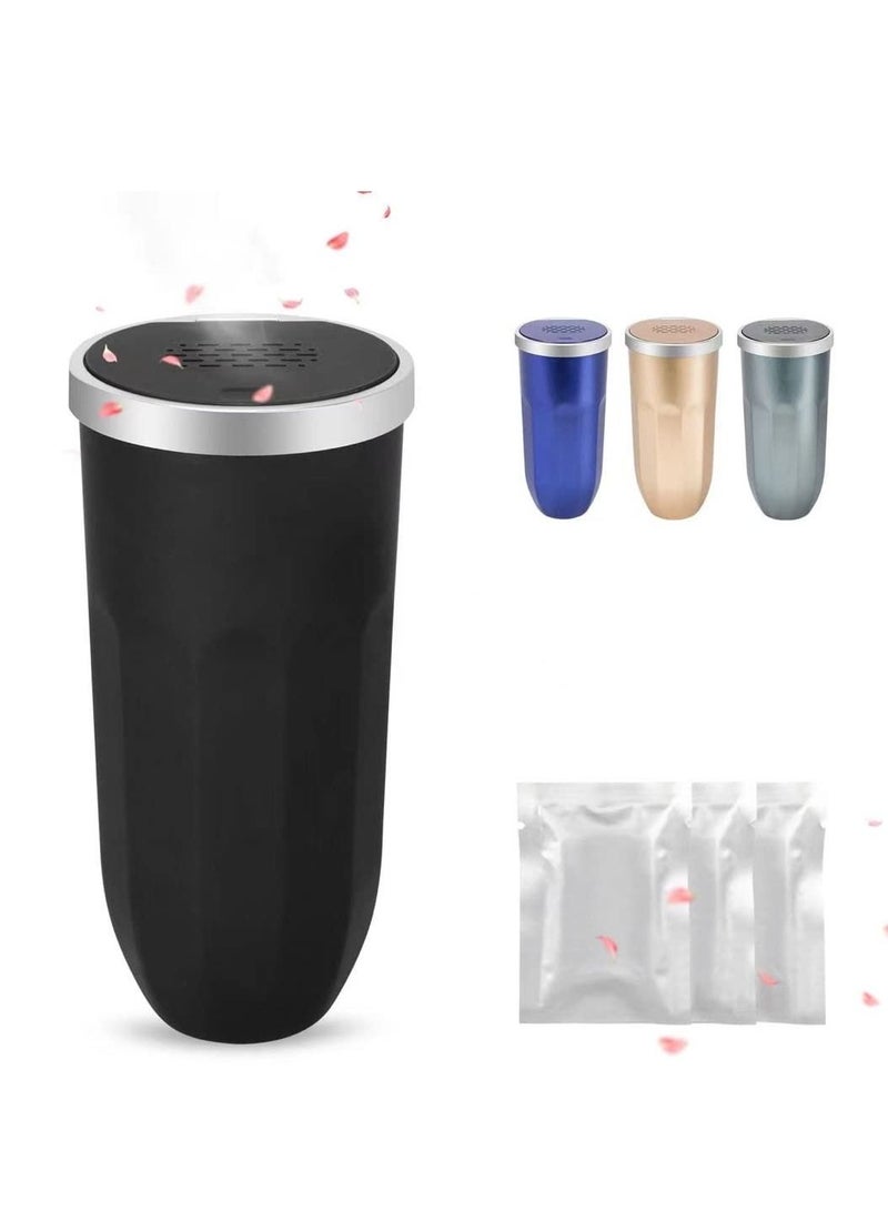 واي آند دي 2 PCS Car Trash Can with Lid, Cup Holder 3 Fragrance Tablets, Aromatherapy Diffuser Press to Open Multipurpose for Car, Home, Office, Kitchen, Bedroom(Black) - Image 1