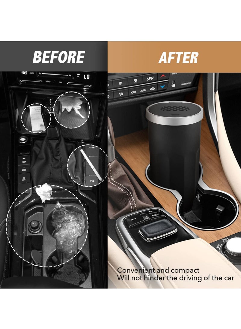 واي آند دي 2 PCS Car Trash Can with Lid, Cup Holder 3 Fragrance Tablets, Aromatherapy Diffuser Press to Open Multipurpose for Car, Home, Office, Kitchen, Bedroom(Black) - Image 3