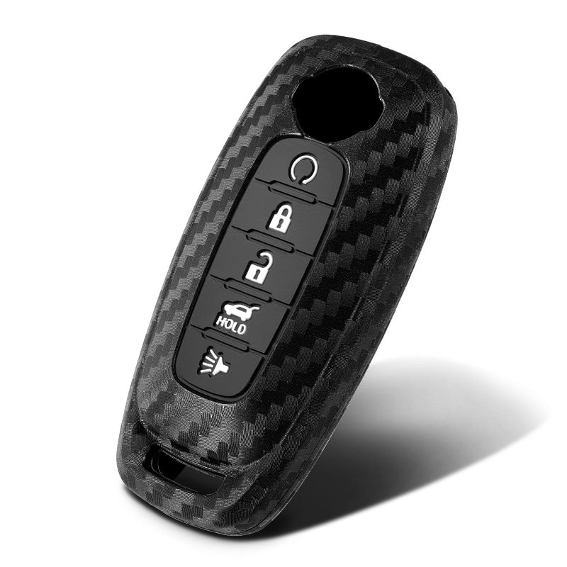 WORCAS Key Fob Case Carbon Fiber Pattern Silicone Cover Compatible with Nissan Rogue Altima Maxima Muran Pathfinder Sentra Armada Titan Qashqai Kicks Leaf Frontie 5 Button Keyless Entry Remote