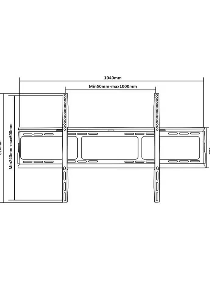 Skill Tech Sh 1060F, Large Heavy Duty Fixed Tv Wall Mount For 55"-105" Tvs, Max. Capacity -100 Kg, Max. Vesa: 1000X600Mm, Matte Black - Image 2