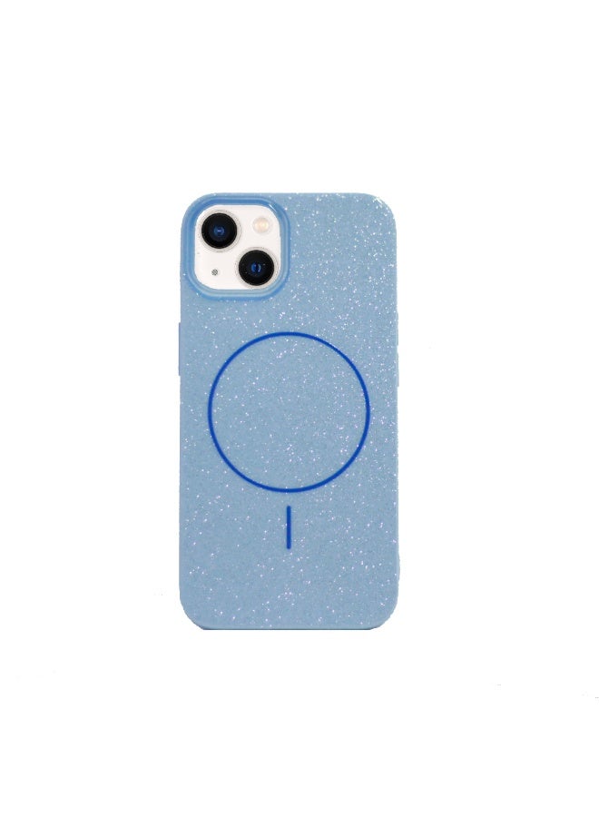 جراب خلفي كريستالي بسيط متوافق مع هاتف Iphone 13 / 14 متوافق مع Magsafe For - (أزرق)