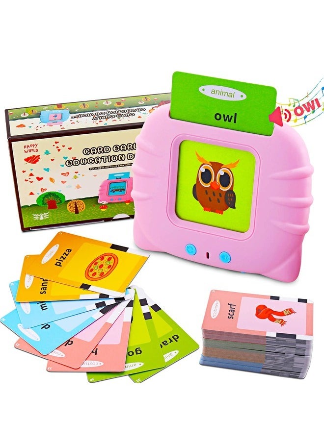 Eleish Talking Flash Cards Learning Toys for Toddlers 1-6 Year Old,British English, 224 Words, Audible Educational Toys, Preschool Learning Resource Electronic Interactive Toy Birthday Gifts for Kids-Pink  - Image 1