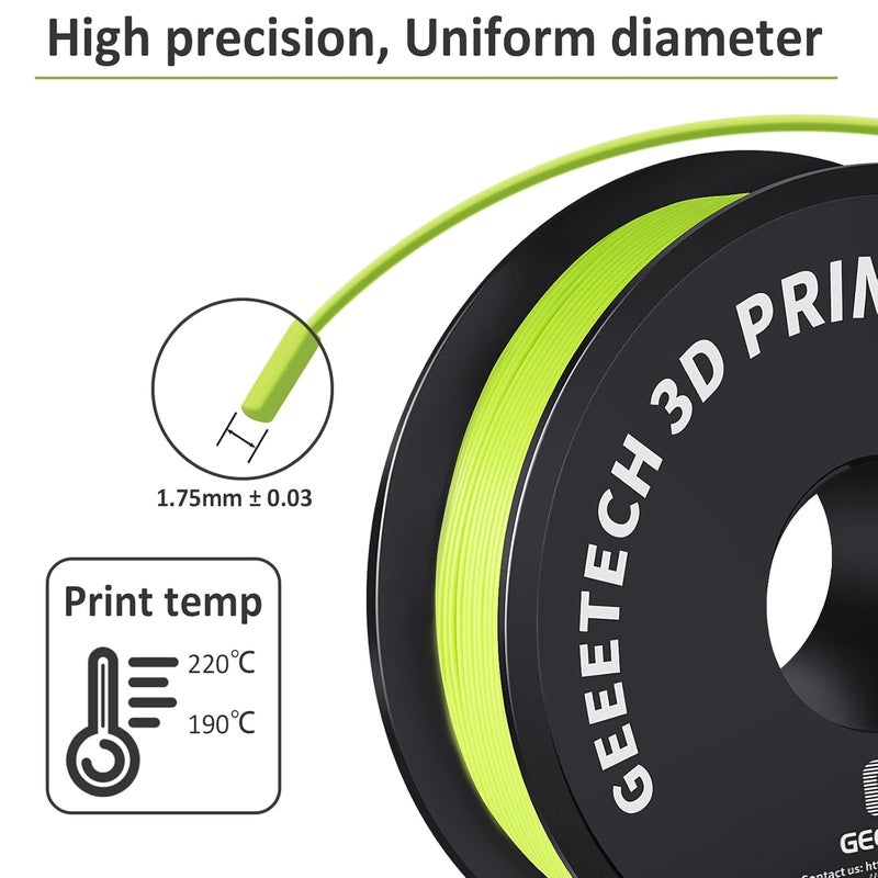 Geeetech 1.75mm PLA 3D Printer Filament, 1kg Spool (2.2lbs), Upgrade Tidy Winding Tangle-Free, Dimensional Accuracy +/- 0.03mm, Apple Green - Image 2