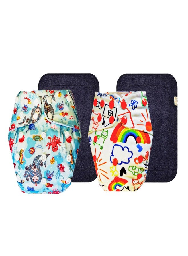 Dumbledo Premium Cloth Diaper with Black Insert (Pack of 2) | Hypoallergenic | 6-Layer Absorbent Pad | Travel Friendly | Trusted by Moms | 3 Months - 3 Years | Unisex Baby - Image 1