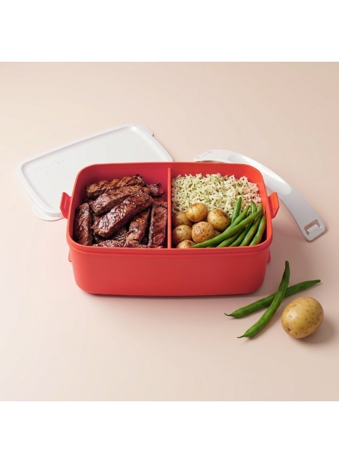 EasyGO Easy-Go 1.5L Portable Lunch Box with Handle- Sectioned – Microwave, Freezer & Dishwasher Safe - Sunset - Image 1