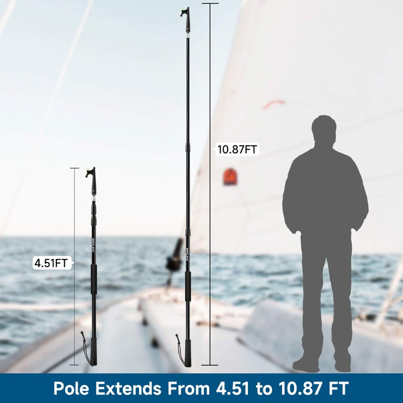 SAN LIKE Telescopic Boat Hook - Floating & Durable & Rust-Resistant with Luminous Bead Extends from 4.51Ft to 10.87Ft - Image 3