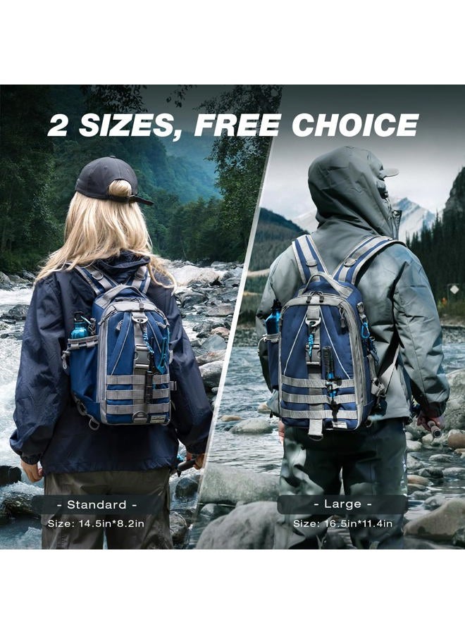 Ghosthorn Fishing Backpack Tackle Sling Bag-Backpack with Rod Holder- Lightweight Tackle Box Fly Fishing Gifts for Men Women, L.large Blue, Medium, ‎great Fishing Gift for Men, Dad, Husband (Large - Image 4