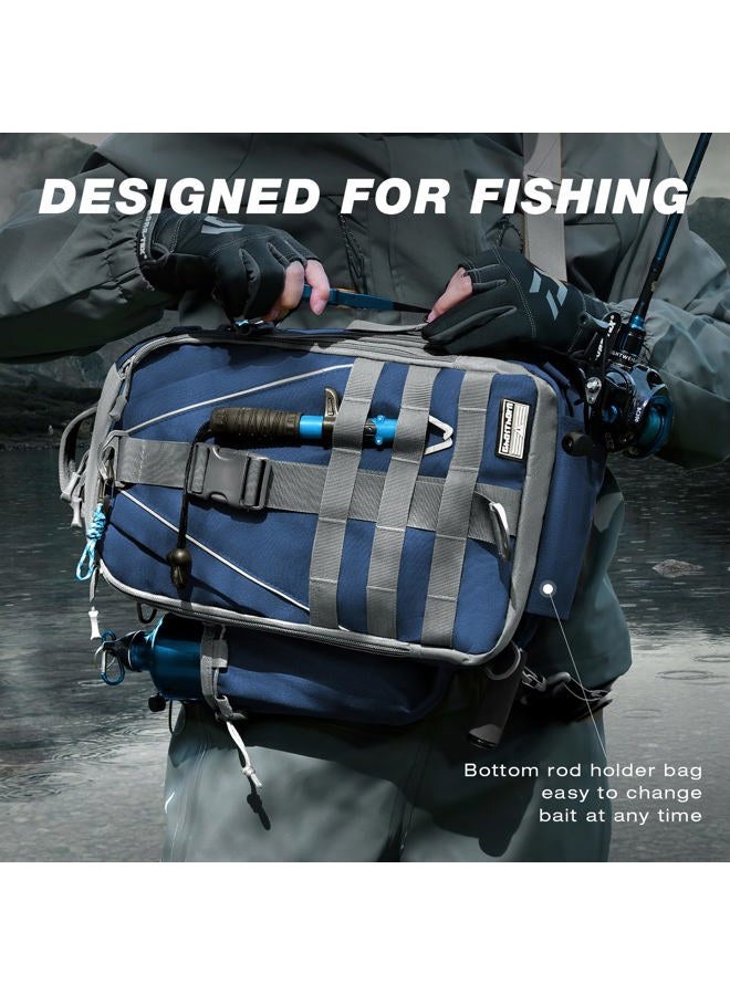 Ghosthorn Fishing Backpack Tackle Sling Bag-Backpack with Rod Holder- Lightweight Tackle Box Fly Fishing Gifts for Men Women, L.large Blue, Medium, ‎great Fishing Gift for Men, Dad, Husband (Large - Image 3