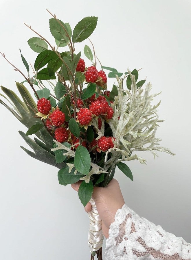 QFSH 7Pcs Artificial Raspberry Plant Stems 15.7'' Simulated Berry Bouquet for Home Decor Photography Props Wedding Decoration - Image 4