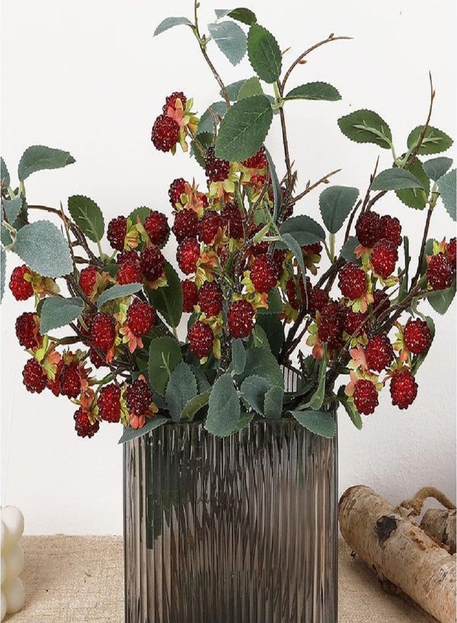 QFSH 7Pcs Artificial Raspberry Plant Stems 15.7'' Simulated Berry Bouquet for Home Decor Photography Props Wedding Decoration - Image 2