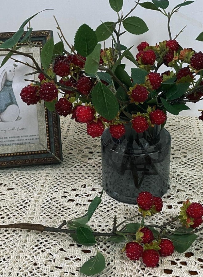 QFSH 7Pcs Artificial Raspberry Plant Stems 15.7'' Simulated Berry Bouquet for Home Decor Photography Props Wedding Decoration - Image 5