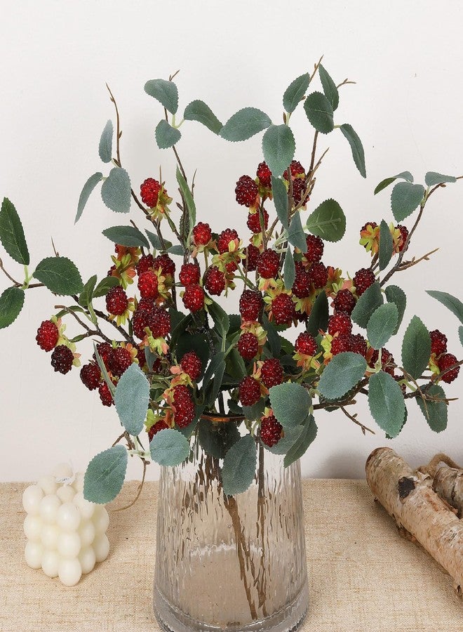 QFSH 7Pcs Artificial Raspberry Plant Stems 15.7'' Simulated Berry Bouquet for Home Decor Photography Props Wedding Decoration - Image 1