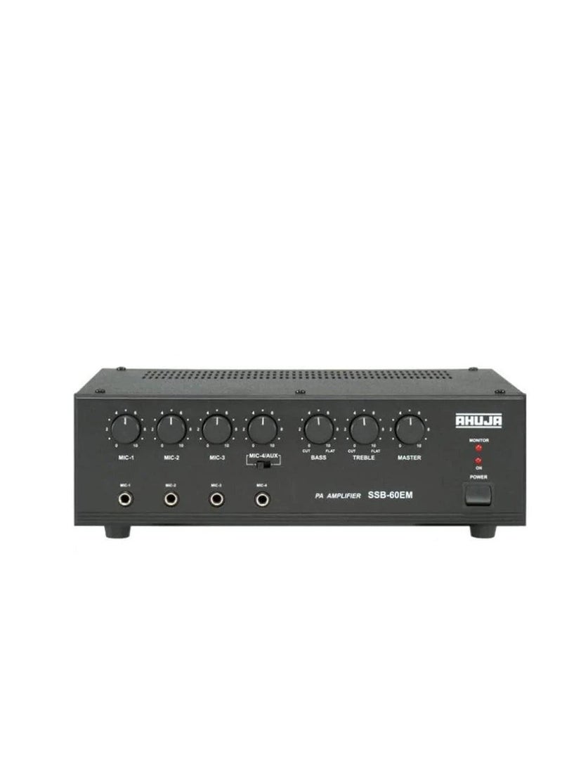 Ahuja PA Amplifier 60W RMS 4 Microphone 1 Aux Input and Impedance or voltage Output 