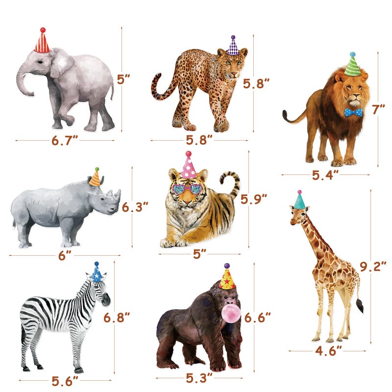 Bessmoso Safari Animals Party Decorations Jungle Animal Centerpiece Sticks Cutouts Table Toppers for Birthday Baby Shower Party Supplies Set of 24 - Image 3