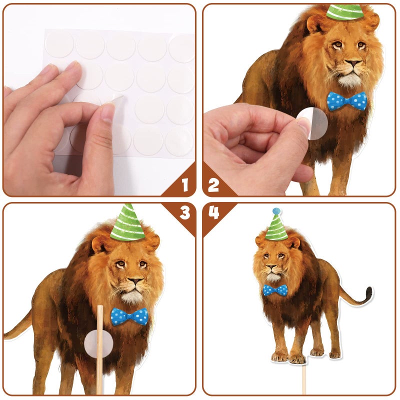 Bessmoso Safari Animals Party Decorations Jungle Animal Centerpiece Sticks Cutouts Table Toppers for Birthday Baby Shower Party Supplies Set of 24 - Image 4