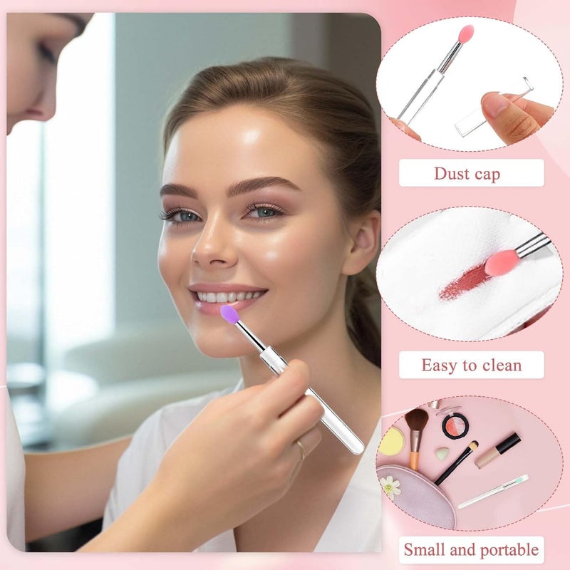 CoolShef 6Pcs Lip Brush for Lipstick | Reusable Lipsticks Brush with Cover | Silicone Lip Applicator for Applying Mask Oil, Lipstick Gloss - Image 4