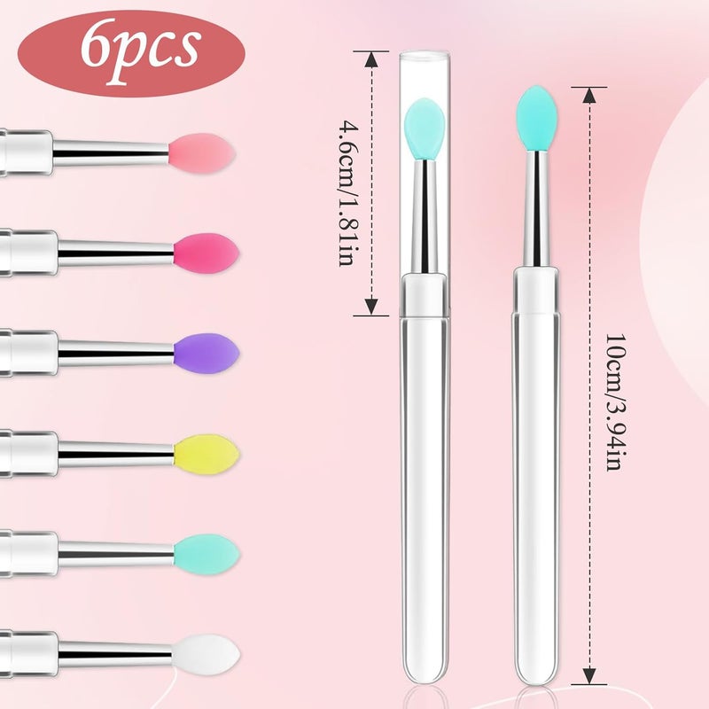 CoolShef 6Pcs Lip Brush for Lipstick | Reusable Lipsticks Brush with Cover | Silicone Lip Applicator for Applying Mask Oil, Lipstick Gloss - Image 2
