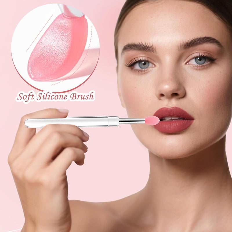 CoolShef 6Pcs Lip Brush for Lipstick | Reusable Lipsticks Brush with Cover | Silicone Lip Applicator for Applying Mask Oil, Lipstick Gloss - Image 3
