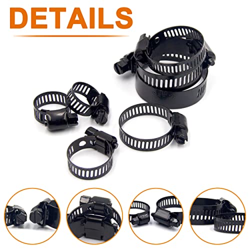 ISPINNER 60pcs Stainless Steel Adjustable 6-38mm Range Worm Gear Hose Clamps Assortment Kit for Plumbing, Automotive, Mechanical Applications (Black) - Image 3