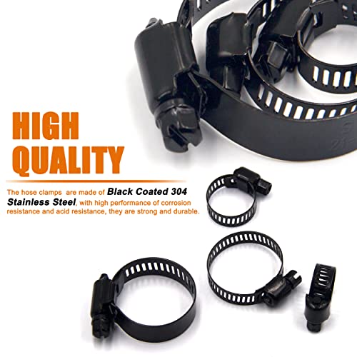 ISPINNER 60pcs Stainless Steel Adjustable 6-38mm Range Worm Gear Hose Clamps Assortment Kit for Plumbing, Automotive, Mechanical Applications (Black) - Image 4