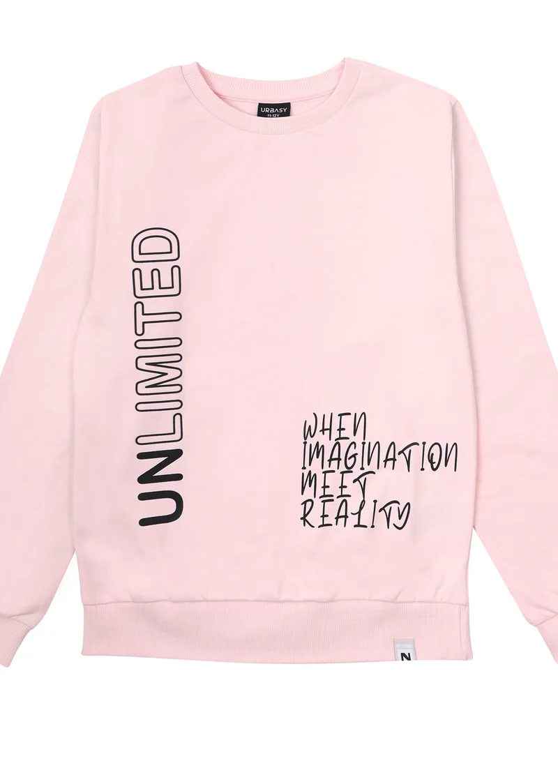 URBASY Urbasy Kids/Teena 100% Cotton Sweatshirt with Joggers Set - PINK