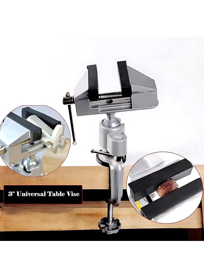 Bench vise table, Jewelry vise, Bench clamps, Swivel bench vise, Table swivel vise, 3 inch Swivel Universal Table Vise Tilts Rotate 360° Universal Work - Image 3