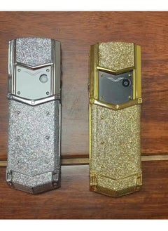 Hope Luxury Vertue Mini Phone V10 - Elegant Dialer Keypad Cell Phone for Seniors, GSM Compatible, Stylish Leather Back Cover - Golden  - Image 1