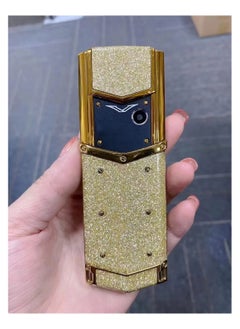Hope Luxury Vertue Mini Phone V10 - Elegant Dialer Keypad Cell Phone for Seniors, GSM Compatible, Stylish Leather Back Cover - Golden  - Image 2