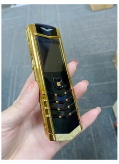 Hope Luxury Vertue Mini Phone V10 - Elegant Dialer Keypad Cell Phone for Seniors, GSM Compatible, Stylish Leather Back Cover - Golden  - Image 4
