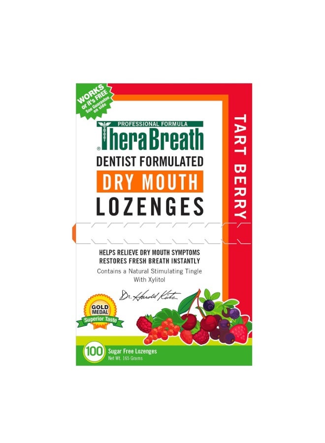 TheraBreath Dry Mouth Lozenges with ZINC, Tart Berry Flavor, 100 Lozenges - Image 1