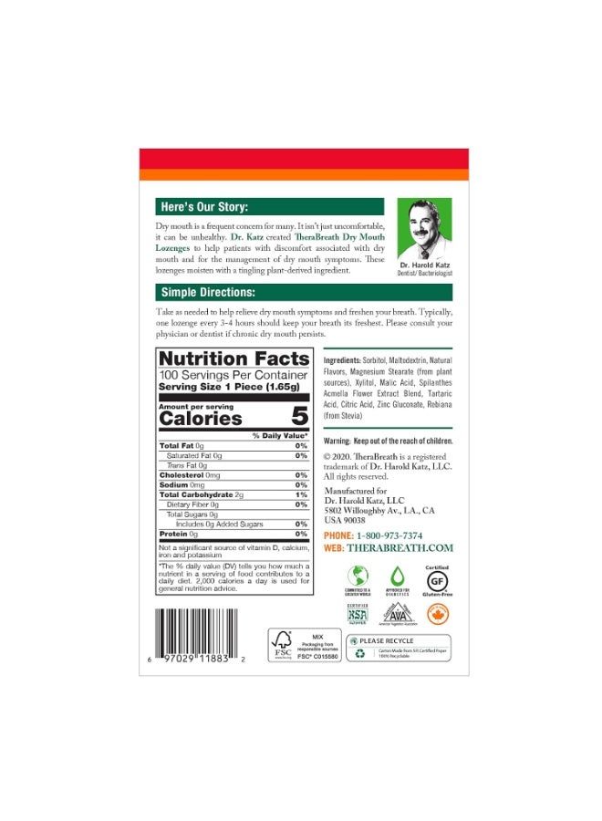 TheraBreath Dry Mouth Lozenges with ZINC, Tart Berry Flavor, 100 Lozenges - Image 2