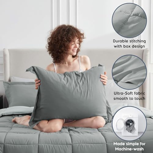 FURBO Microfiber Reversible AC Comforter Set for Double Bed | 200 GSM Lightweight All Season Quilt, Soft Warm Blanket with 2 Pillow Covers | King Size (90 x 100 Inches, Plum & Vanilla) - Image 2